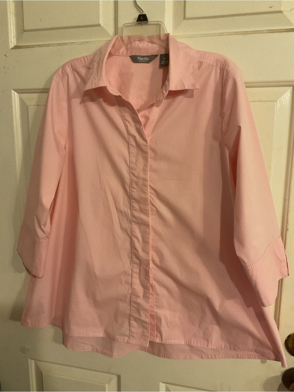 Martha Stewart Light Pink Button-Up Shirt Sz.M. POLISHED LOOK 44x30